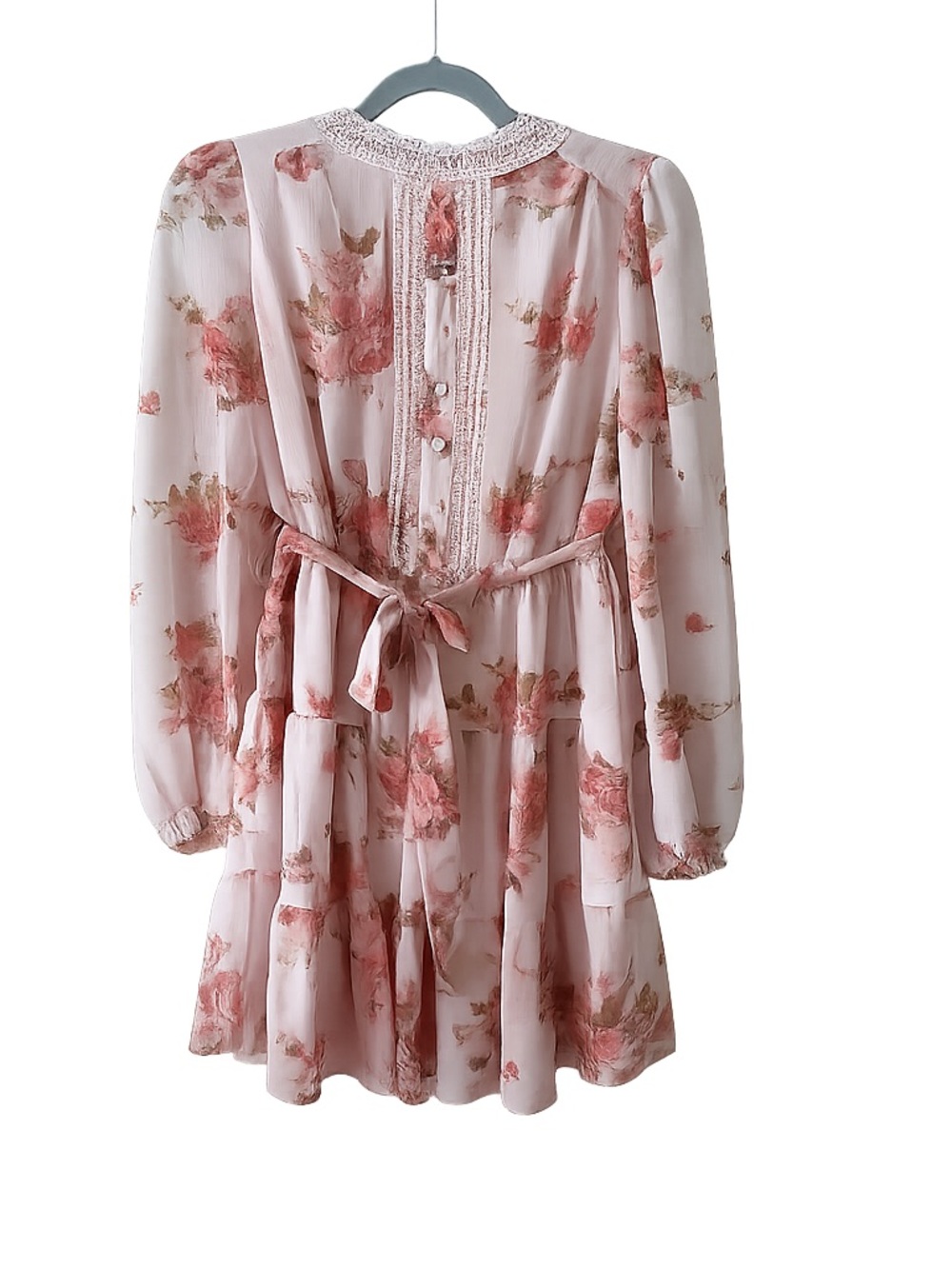 Blu Pepper Soft Blush Romance Summer Lace-Trim Mini Dress size Small